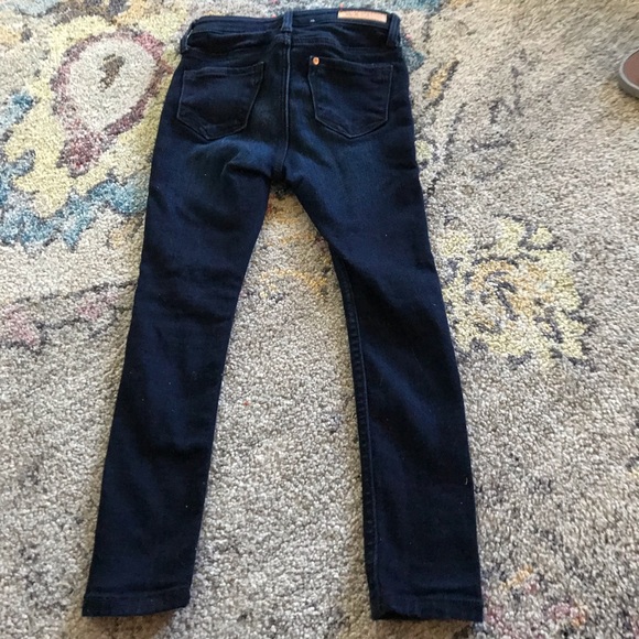 Girls dark denim stretch jeans with zippers - Picture 2 of 2